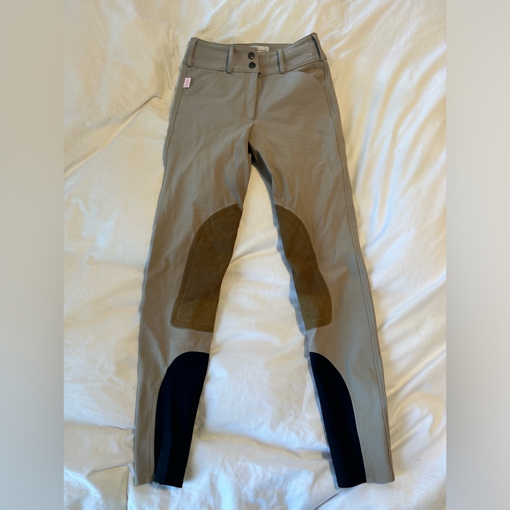 mid rise tan tailored sportsman breeches